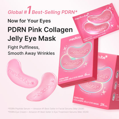 medicube Jelly Eye Mask PDRN Pink Collagen - Hydrogel Eye Patches, 6 Pairs medicube