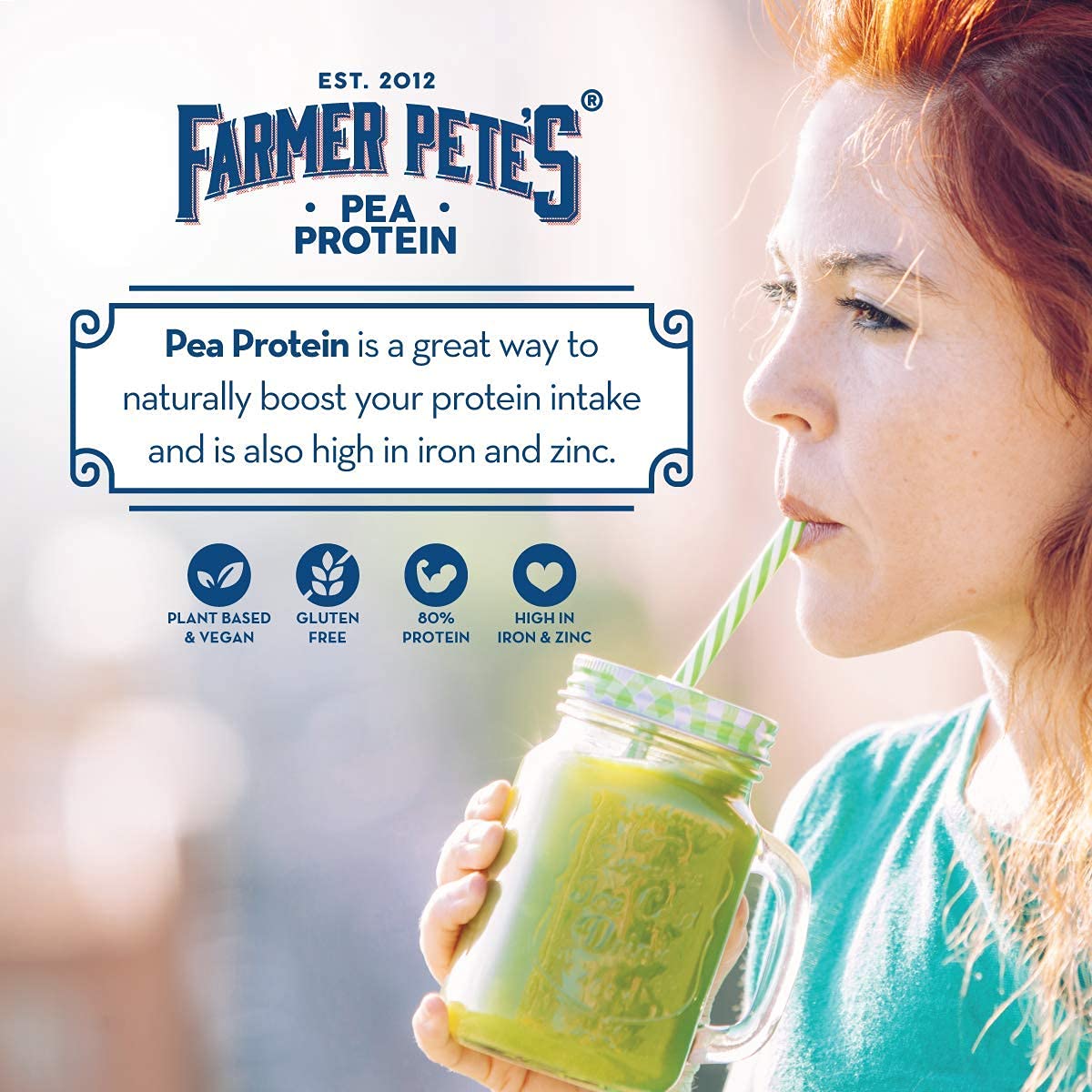 Farmer Pete's Pea Protein Powder 1kg - Dairy Free, Gluten Free, Natural Plant Based Vegan Protein Powder Isolate (1kg) Farmer Pete's buy australia supplements