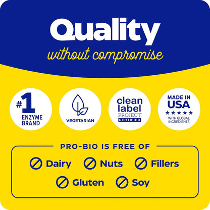 Enzymedica Pro-Bio Probiotic Supplement for Digestive & Gut Health - Daily Probiotic Capsules for Women & Men, 10 Billion CFU, Helps Reduce Gas & Bloating, Stomach Acid Resistant - 120 Caps Gsupps Australia