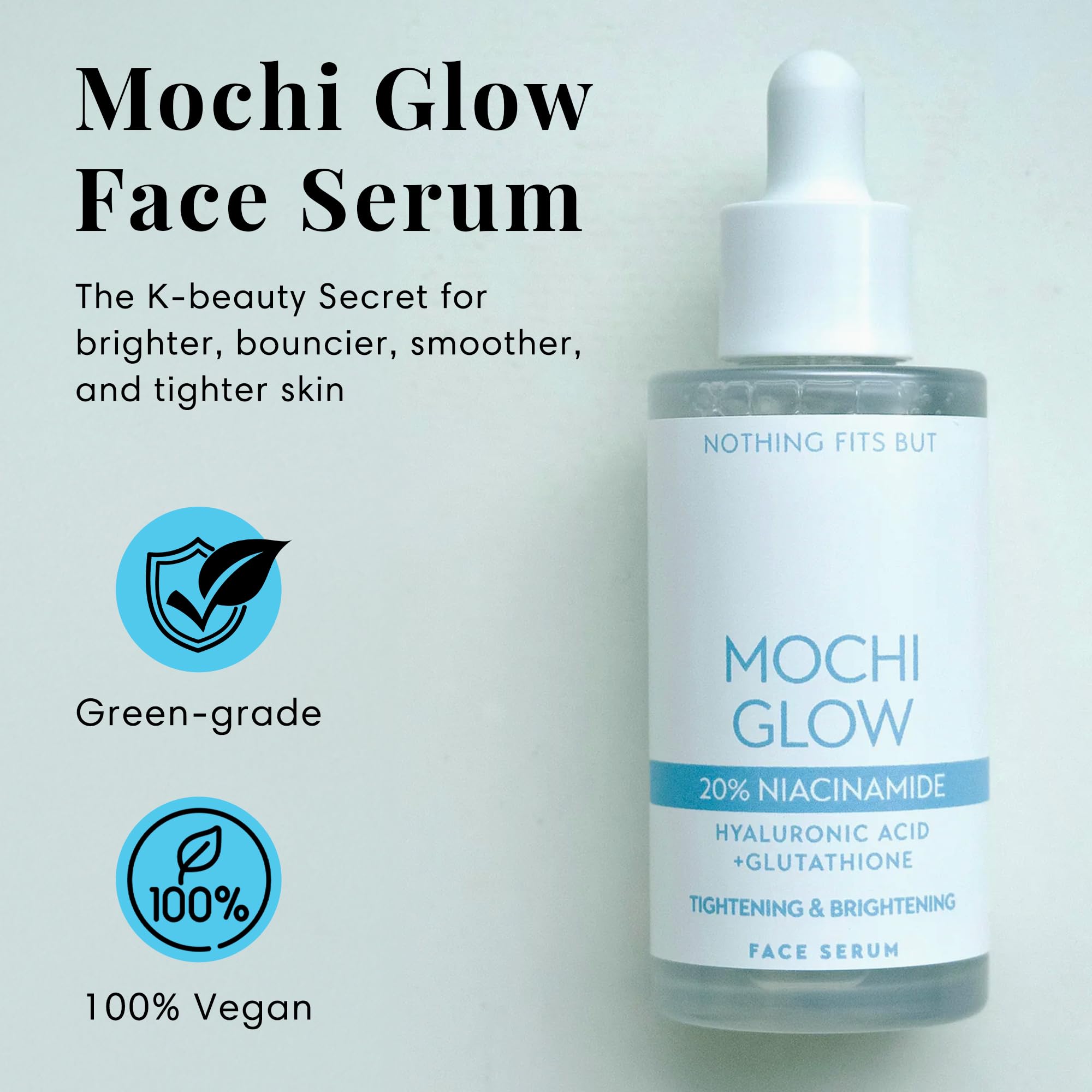Mochi Glow 20% Niacinamide Serum for Face, High Potency Pore Tightening Skin Serum with Hyaluronic Acid & Glutathione, Anti-Aging Serum for Dark Spots & Fine Lines, Korean Skincare, 50ml/1.7fl.oz. NOTHING FITS BUT buy australia supplements