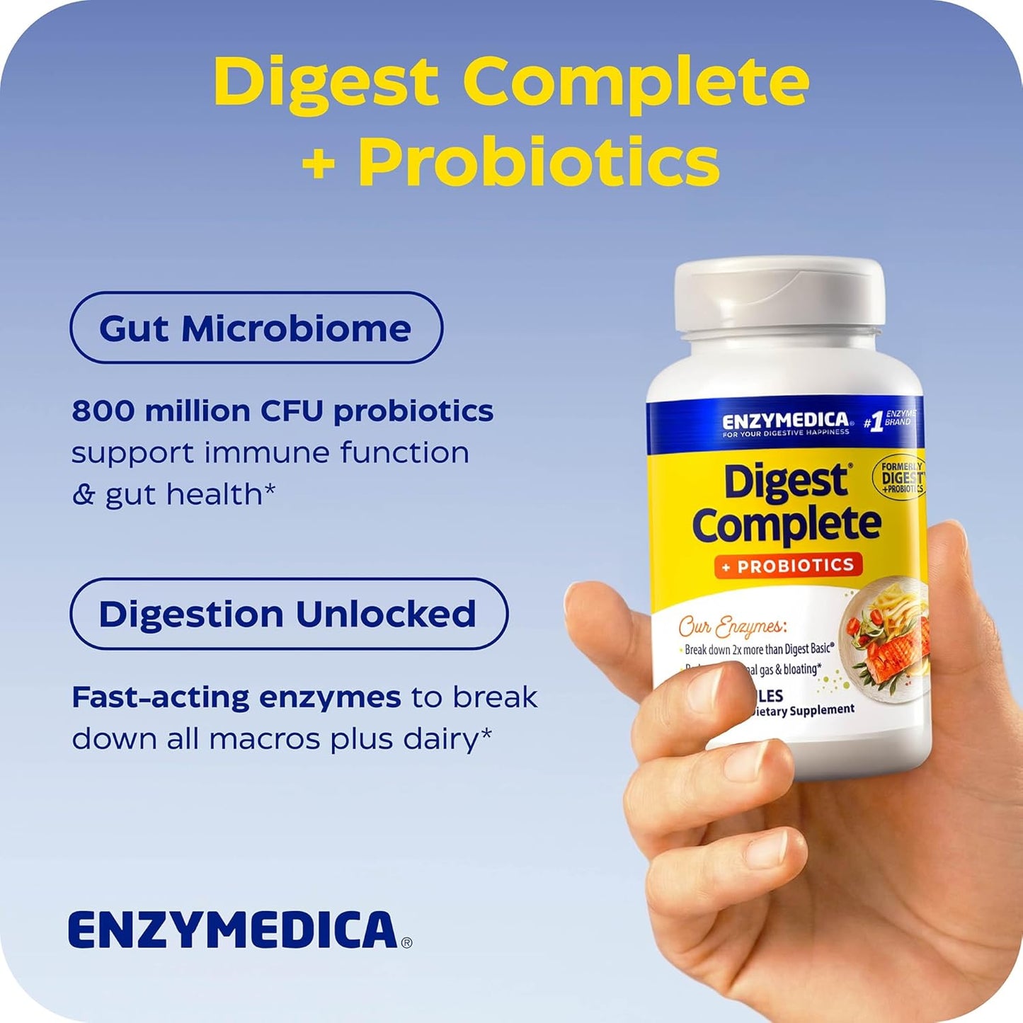 Enzymedica Digest Complete + Probiotics - Digestive Enzyme Supplement for Women & Men, Enzyme and Probiotic Capsules for Digestion, Gut Health Support, Helps Gas & Bloating, Vegetarian - 90 Caps Gsupps Australia