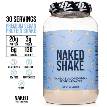 NAKED Shake - Vanilla Protein Powder - Plant Based Protein Shake with Mct Oil, NSF Certified, Gluten-Free, Soy-Free, No Gmos Or Artificial Sweeteners - 30 Servings NAKED