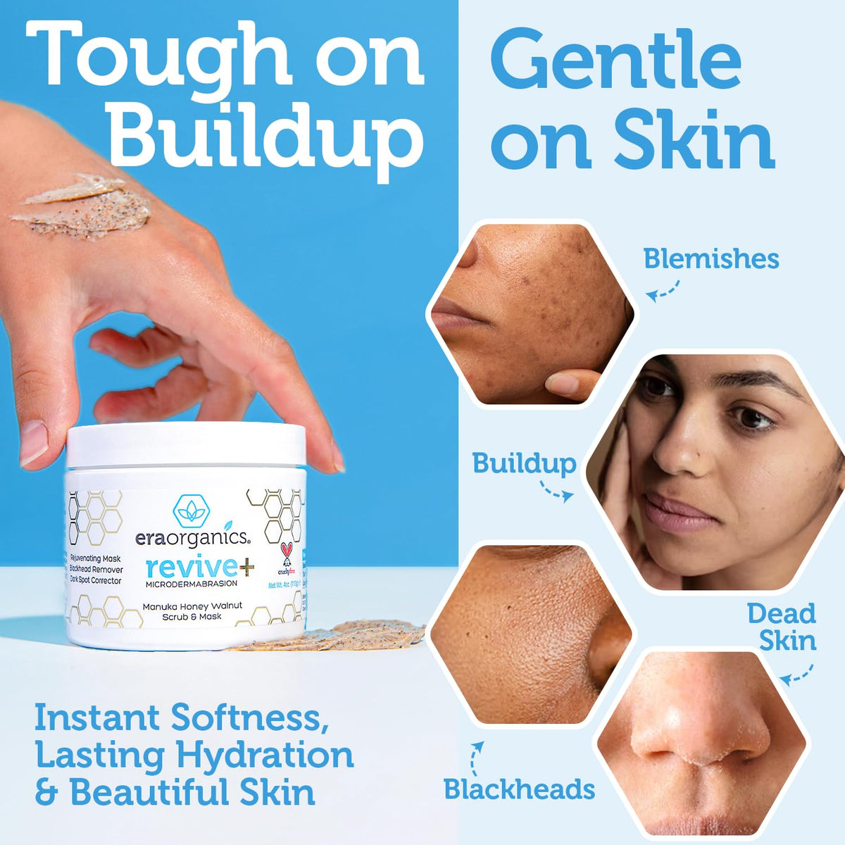 Manuka Honey Exfoliating Facial Scrub - Microdermabrasion Face Exfoliant Era Organics