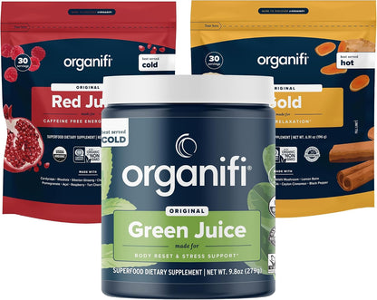 Organifi Sunrise to Sunset Power Box (9.5 Oz. Each) - Organic Superfood Powder - Green Juice, Red Juice, Golden Milk- 30-Day Supply - Vegan Gsupps Australia