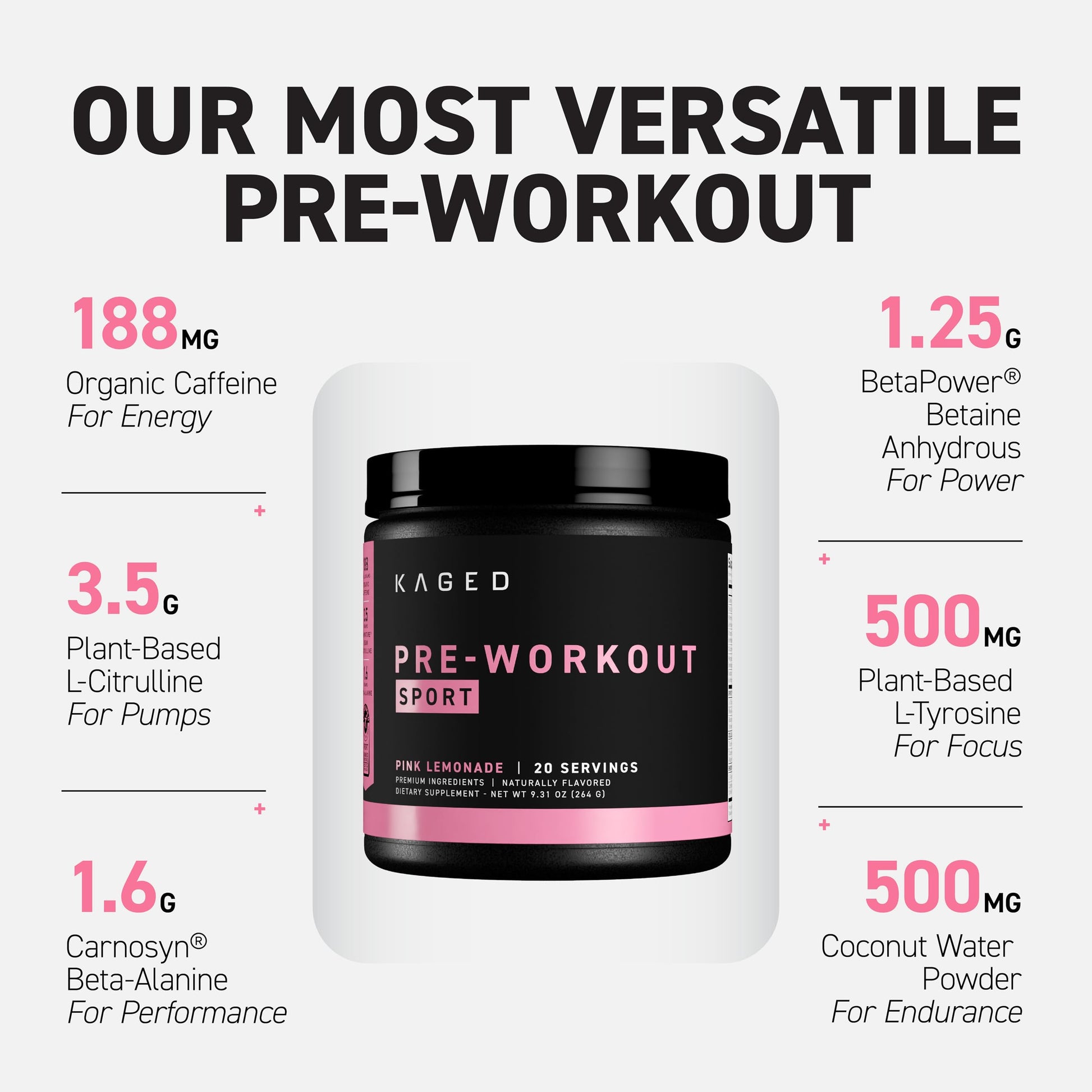 Kaged Sport Pre Workout Powder for Men & Women, Pink Lemonade, Sport Certified, 188mg Caffeine, Nitric Oxide, Beta Alanine, 20 Servings Kaged buy australia supplements