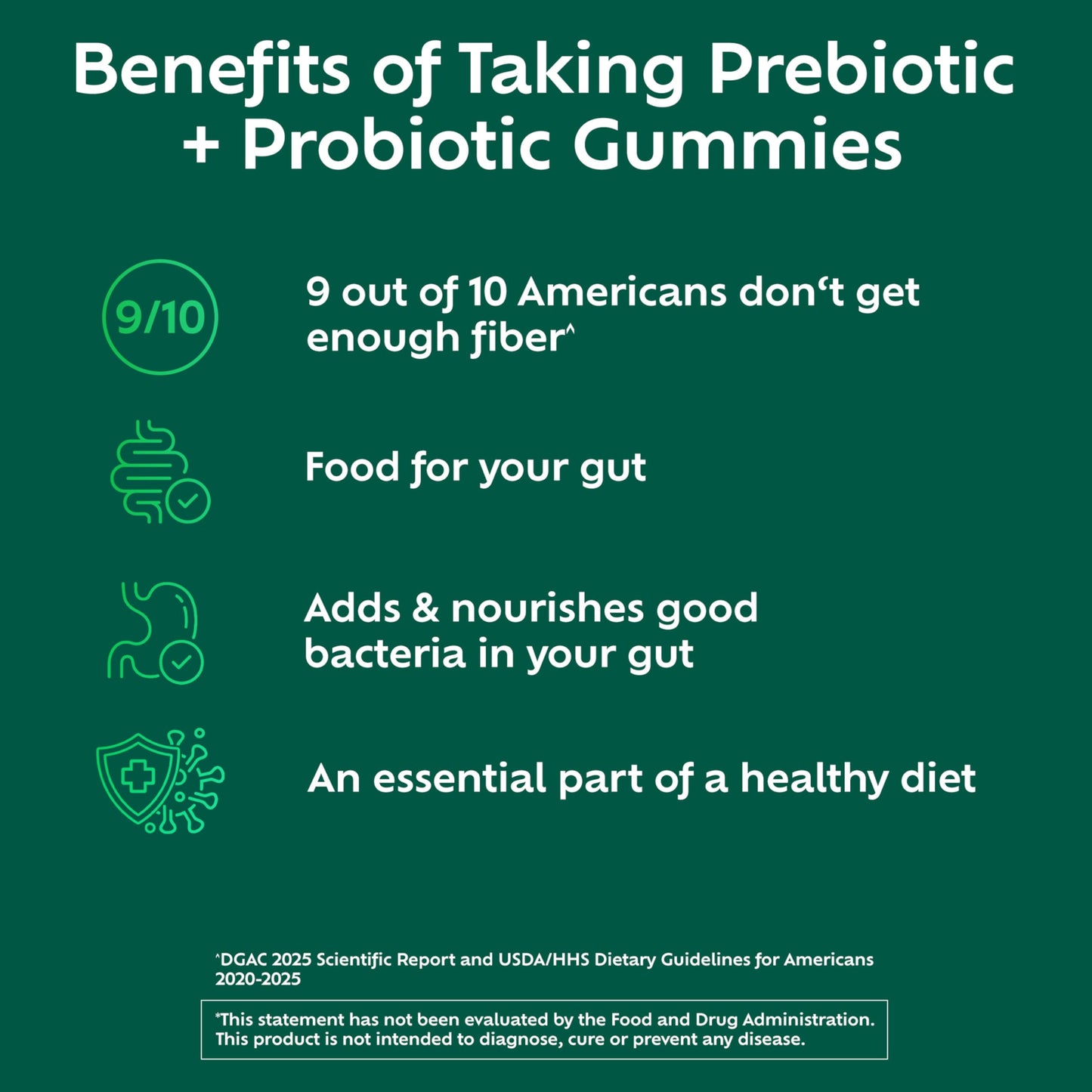 Benefiber Prebiotic  Friendly Fiber Supplement Gummies with Probiotics for Digestive Health, Assorted Fruit Flavors - 50 Count Benefiber