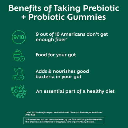 Benefiber Prebiotic  Friendly Fiber Supplement Gummies with Probiotics for Digestive Health, Assorted Fruit Flavors - 50 Count Benefiber