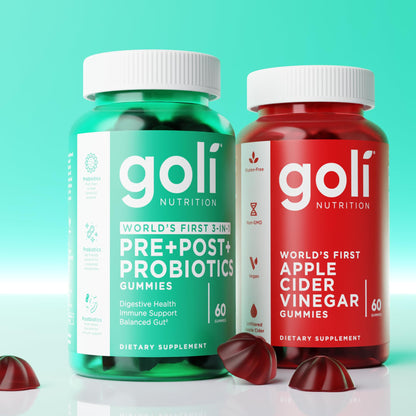 Goli Pre Pro Postbiotic Gummies - Worlds First 3-in-1 Formula with DE111 Probiotics, XOS Prebiotics, MCC1849 Postbiotics - Vegan, Non-GMO, Goli