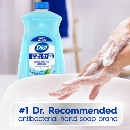 Dial Antibacterial Defense Liquid Hand Soap + Aloe, Spring Water Scent, 52 Fl Oz Hand Soap Refill (Pack of 3), Dermatologist-Tested, Gentle Formula Dial
