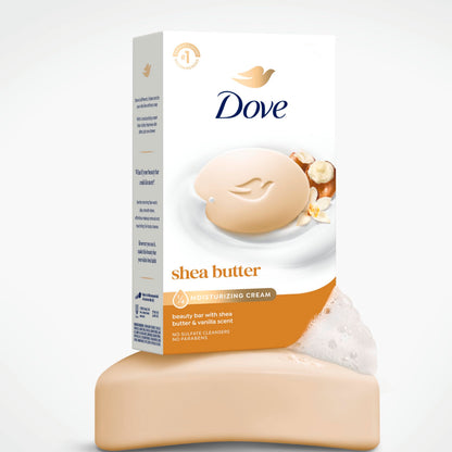 Dove Shea Butter Beauty Bar Soap 8 Count, Cleanser, 3.75 oz I beauty bar Dove