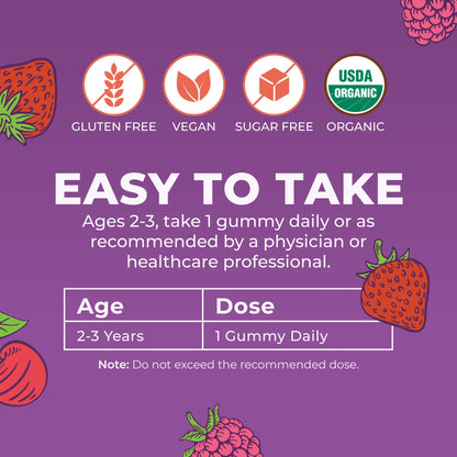 MARYRUTH'S Organic Toddler Multivitamin Gummies | Ages 4+ | Vitamin A, C, D, E, B6, B12, Biotin, Iodine, Zinc | Immunity | Bone & Teeth Health MARYRUTH'S