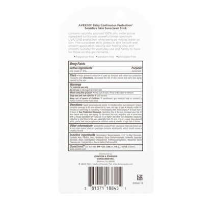 Aveeno Baby Continuous Protection Mineral Sunscreen Stick for Sensitive Skin with Broad Spectrum SPF 50 Protection for Face & Body Aveeno Baby