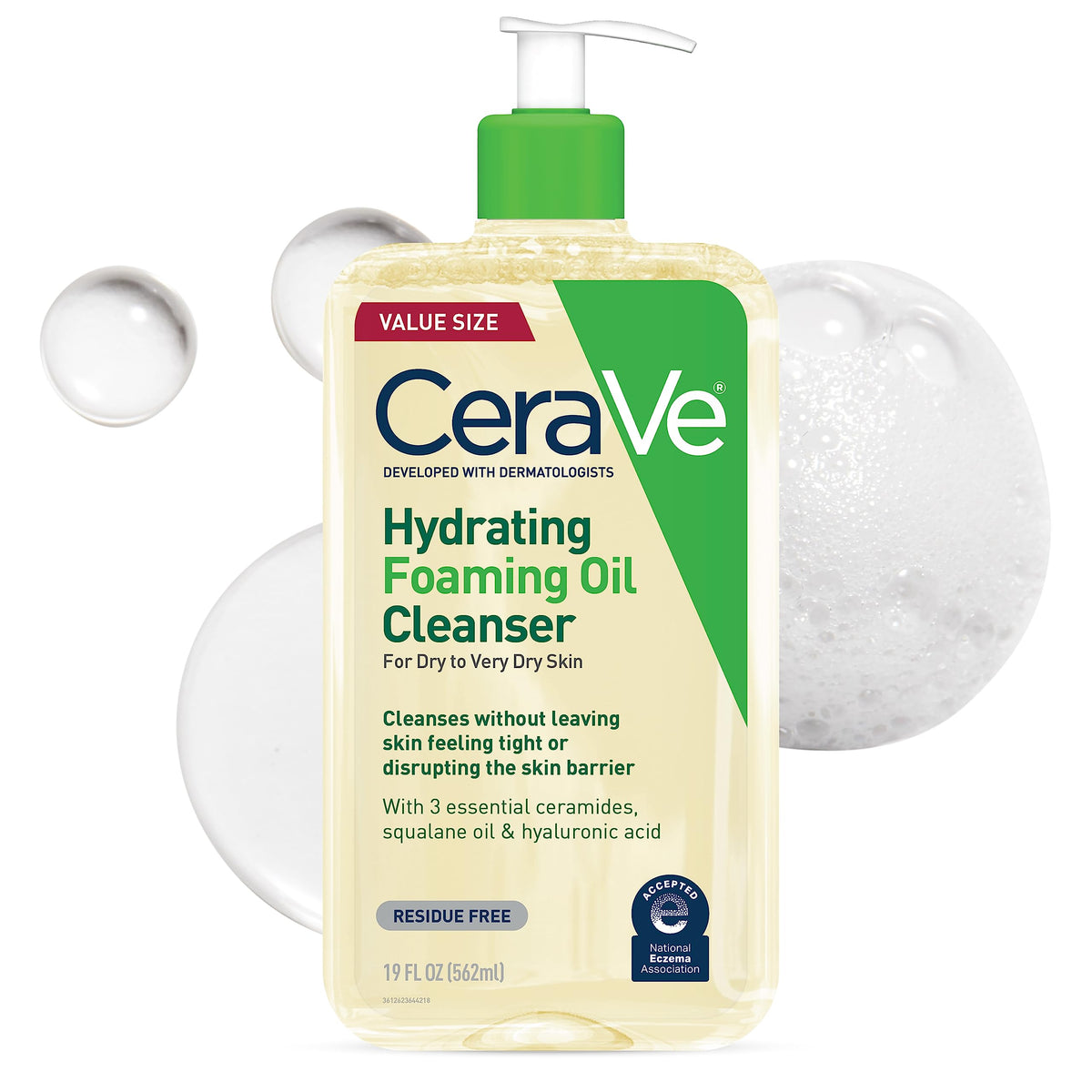 CeraVe Hydrating Foaming Oil Facial Cleanser with Hyaluronic Acid, 19oz CeraVe
