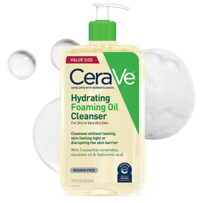 CeraVe Hydrating Foaming Oil Facial Cleanser with Hyaluronic Acid, 19oz CeraVe