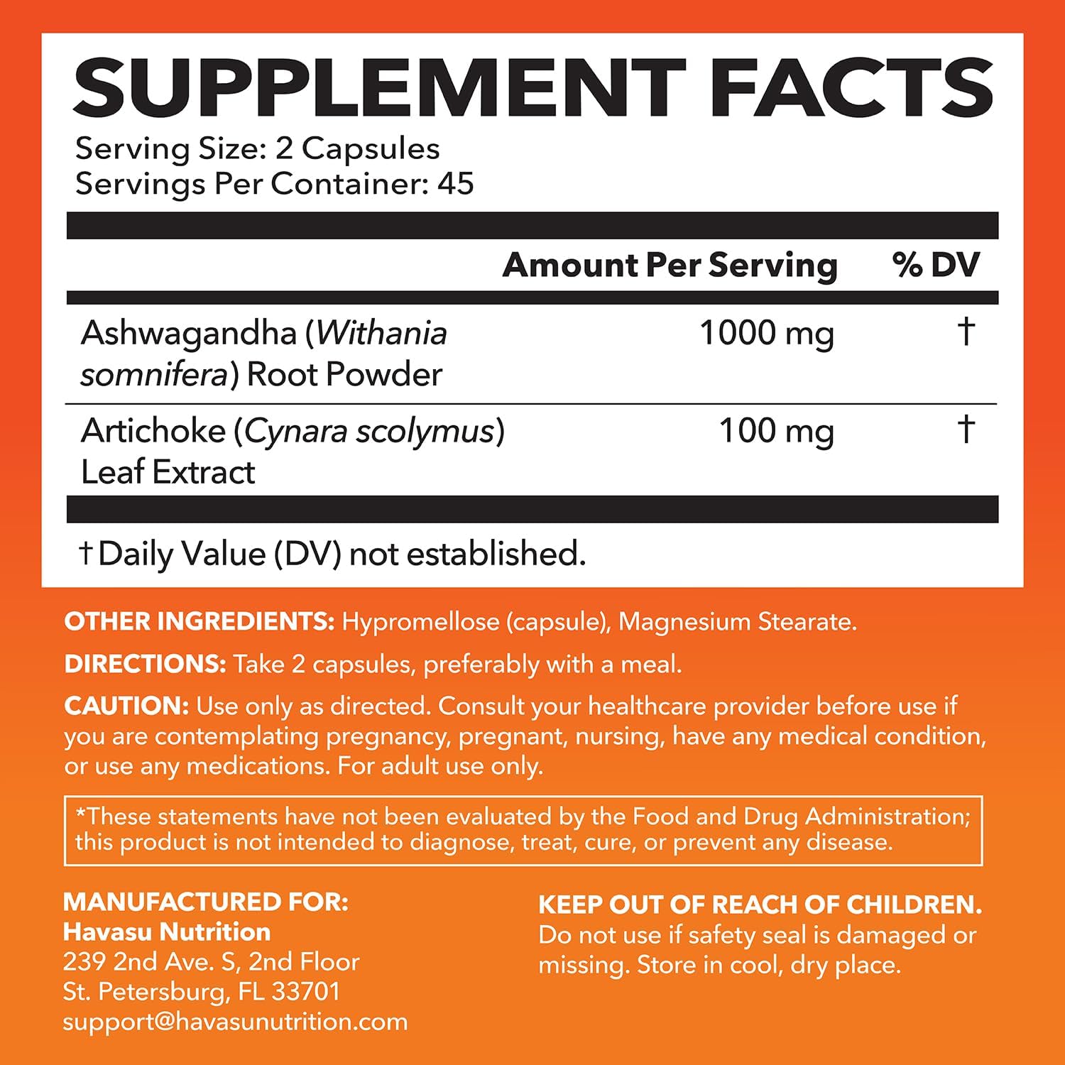 Ashwagandha 1000mg Per Serving with Artichoke Extract, 45 Servings | Ashwagandha Capsules for Stress, Mood and Energy Support, Adaptogenic Herbal Support for Adults, Vegan, Non-GMO, 90 Count Gsupps Australia