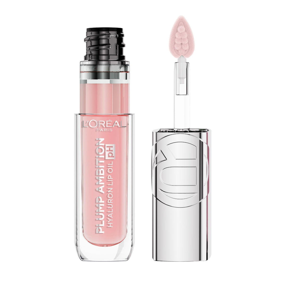 L'Oreal Paris Plump Ambition pH Hyaluron Lip Oil, Color Shifting Lip Tint with 24HR Hydration, Volumizing Shine and Lasting Color, 020 pH Rosé L'Oreal Paris