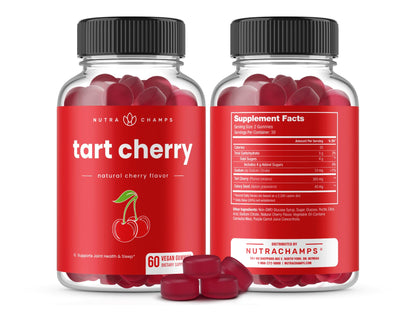 NutraChamps Tart Cherry Gummies - Tart Cherry Extract with Celery Seed - 60 Vegan Gummies (2-Pack) NutraChamps