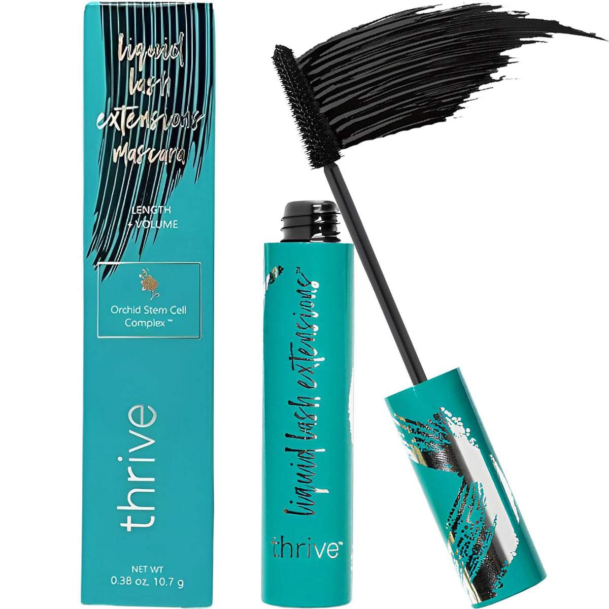Thrive Mascara Extensions, Tubing Mascara Cosmetics, Waterproof Smudge-Proof Natural No Clumping Thick and Slender Lasting All Day (Rich Black 10.7g/0.38 OZ) Huaifu Xiaolajiao