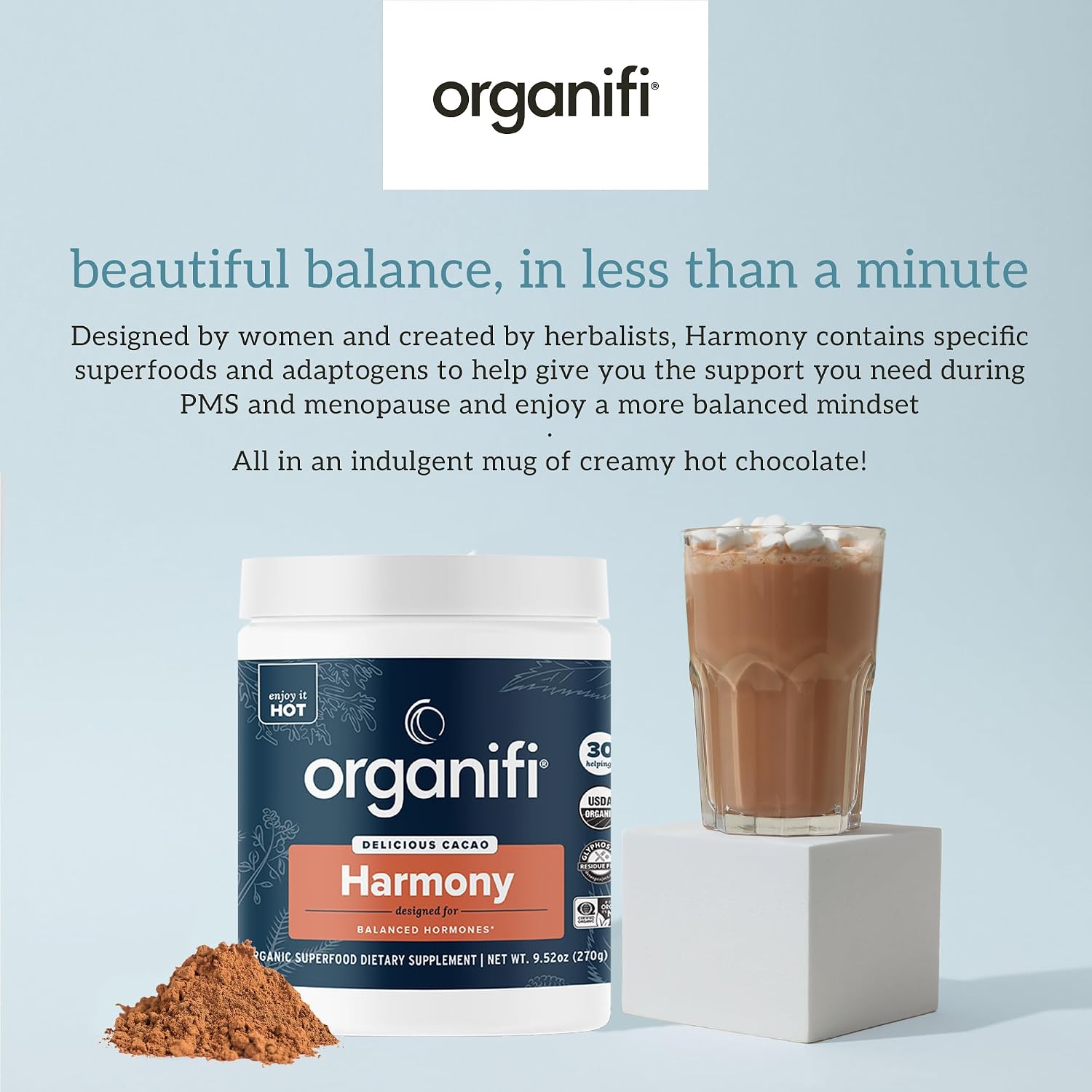 Organifi Harmony - Hormone Balance for Women with Cacao Superfood Powder, 30 Servings Gsupps Australia