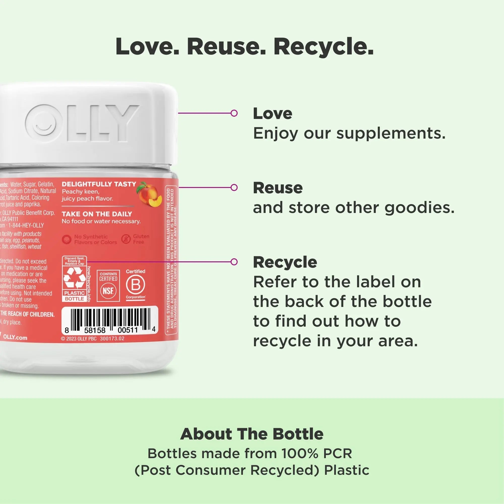 OLLY Probiotic + Prebiotic Gummy, Digestive Support and Gut Health, 500 Million CFUs, Fiber, Adult Chewable Supplement for Men and Women, Peach, 30 Day Supply - 30 Count OLLY buy australia supplements