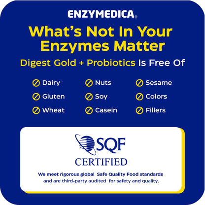Enzymedica Digest Gold + Probiotics - Digestive Enzyme Supplement for Women & Men, Enzyme and Probiotic Capsules for Digestion, Gut Health Support, Enzymedica