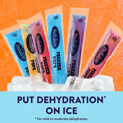 Pedialyte Electrolyte Solution Freezer Pops, Hydration Variety Pack— Grape, Blue Raspberry, Cherry, Orange, Pack of 64 Pedialyte