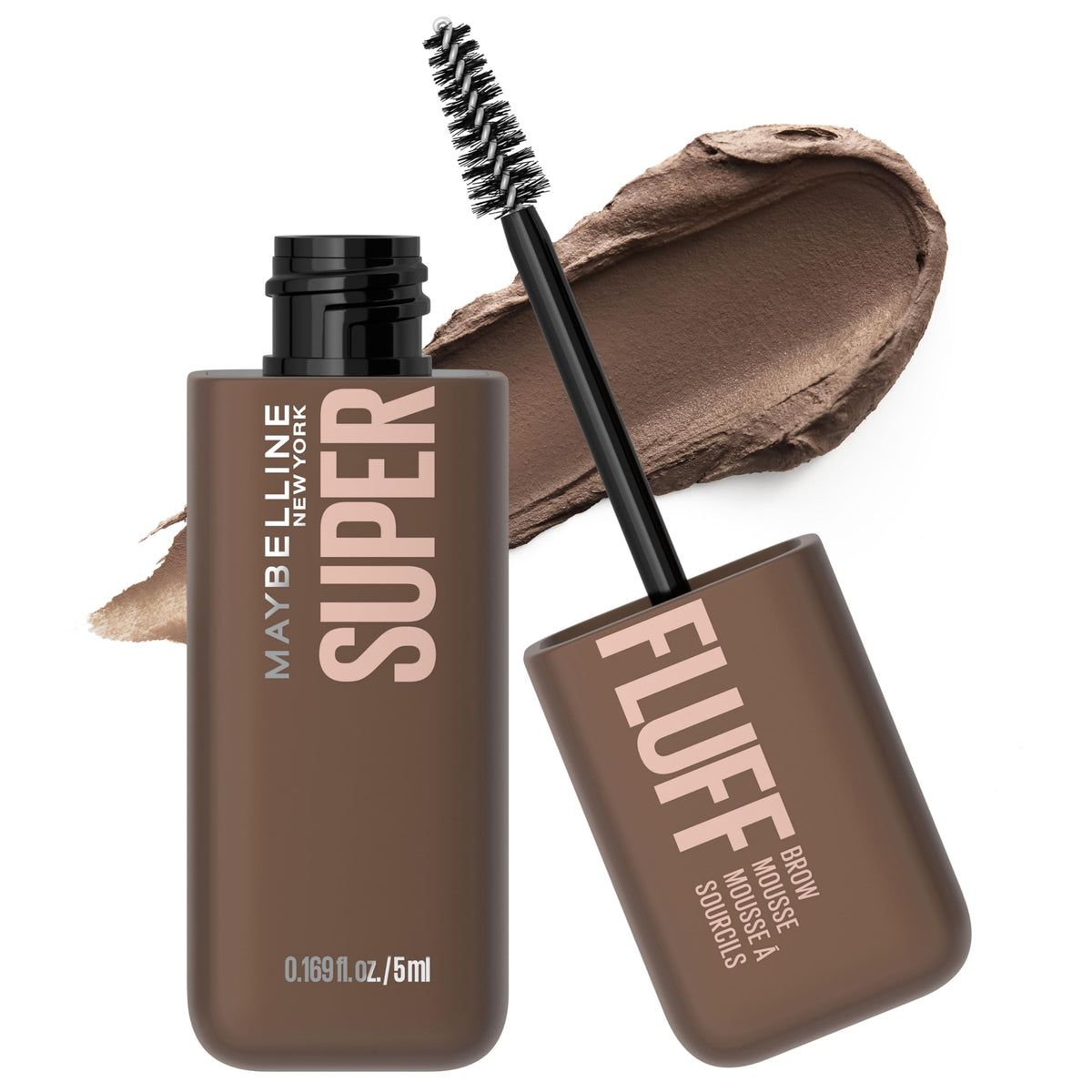 Maybelline Superfluff Volumizing Brow Mousse, All Day Tinted Brow Gel For Soft Full Brows, Medium Brown, 1 Count MAYBELLINE
