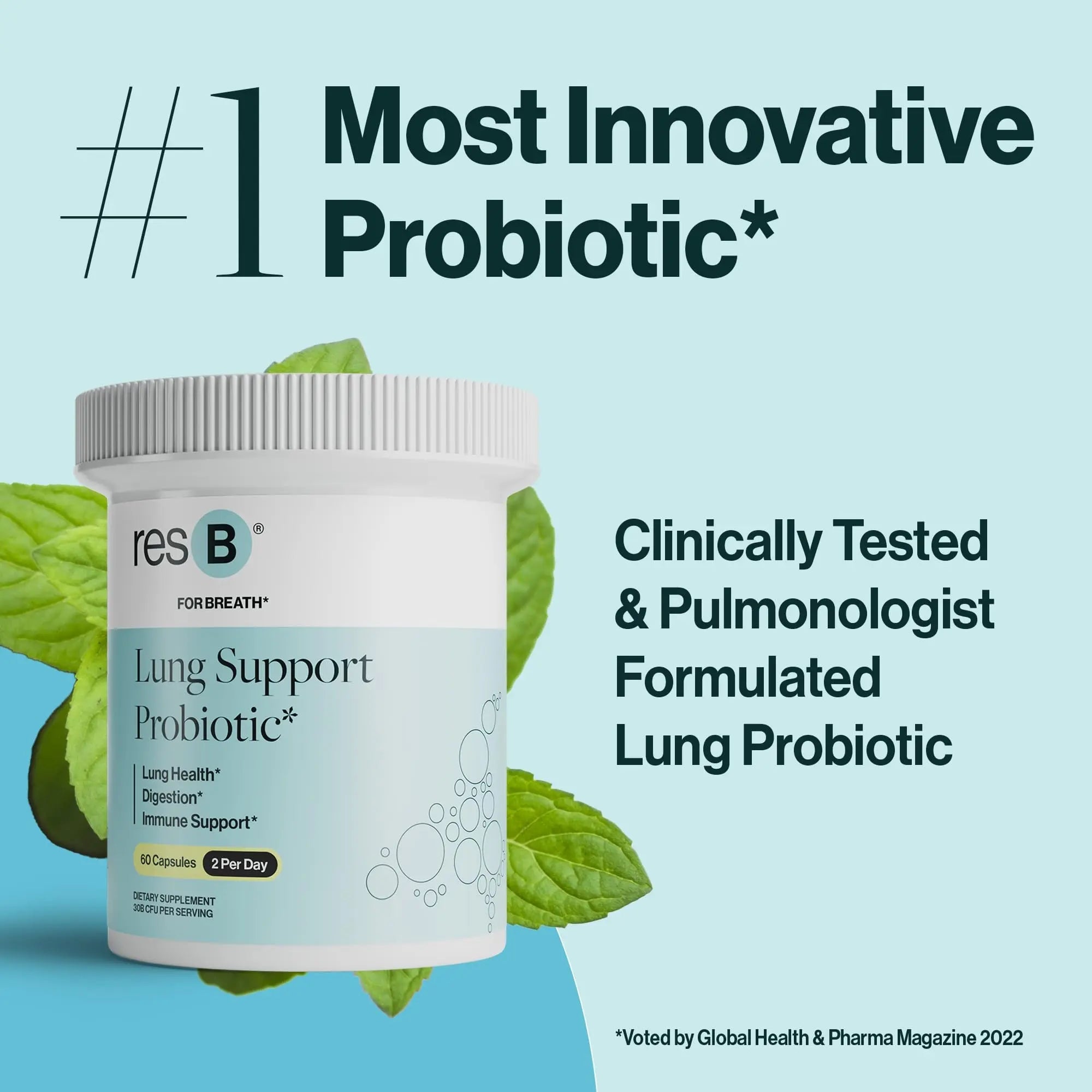resB Lung Support Probiotic Supplement - Lung Health Supplement for Smokers, Gut Health, Immune & Digestive Support, Respiratory Care, Holy Basil & Turmeric, Clinically Trialed - 60 Capsules ResBiotic buy australia supplements