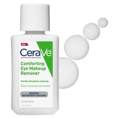 CeraVe Eye Makeup Remover with Hyaluronic Acid and Ceramides, Waterproof, Non-Comedogenic, Fragrance Free CeraVe