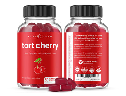 NutraChamps Tart Cherry Gummies - Tart Cherry Extract with Celery Seed - 60 Vegan Gummies (2-Pack) NutraChamps