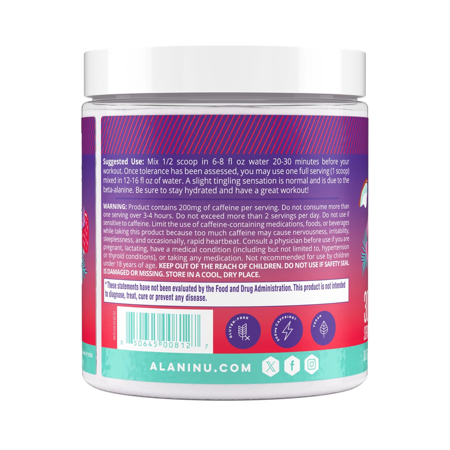 Alani Nu Pre Workout Powder Hawaiian Shaved ICE, Amino Energy Boost, Endurance Supplement, Sugar Free, 200mg Caffeine Alani Nu