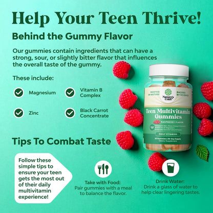 Teen Multivitamin Gummies 12-17 - Teen Boys & Girls Gummy Vitamins for Better Skin, Immune Strength, Mood & Energy Support - Teenage Girl & Boy Supplements Natures Craft