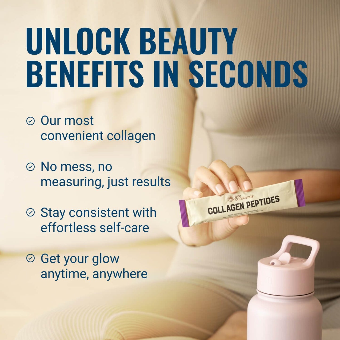 Live Conscious Collagen Peptides Powder - Naturally-Sourced Hydrolyzed Collagen Powder - Hair, Skin, Nail, and Joint Support - Type I & III Grass-Fed Collagen Live Conscious