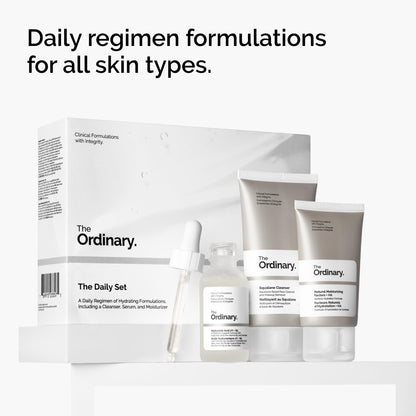 The Ordinary The Daily Set, Daily Skincare Routine with Squalane Cleanser, Hyaluronic Acid 2% + B5, and Natural Moisturizing Factors + HA | Skin Care Set The Ordinary