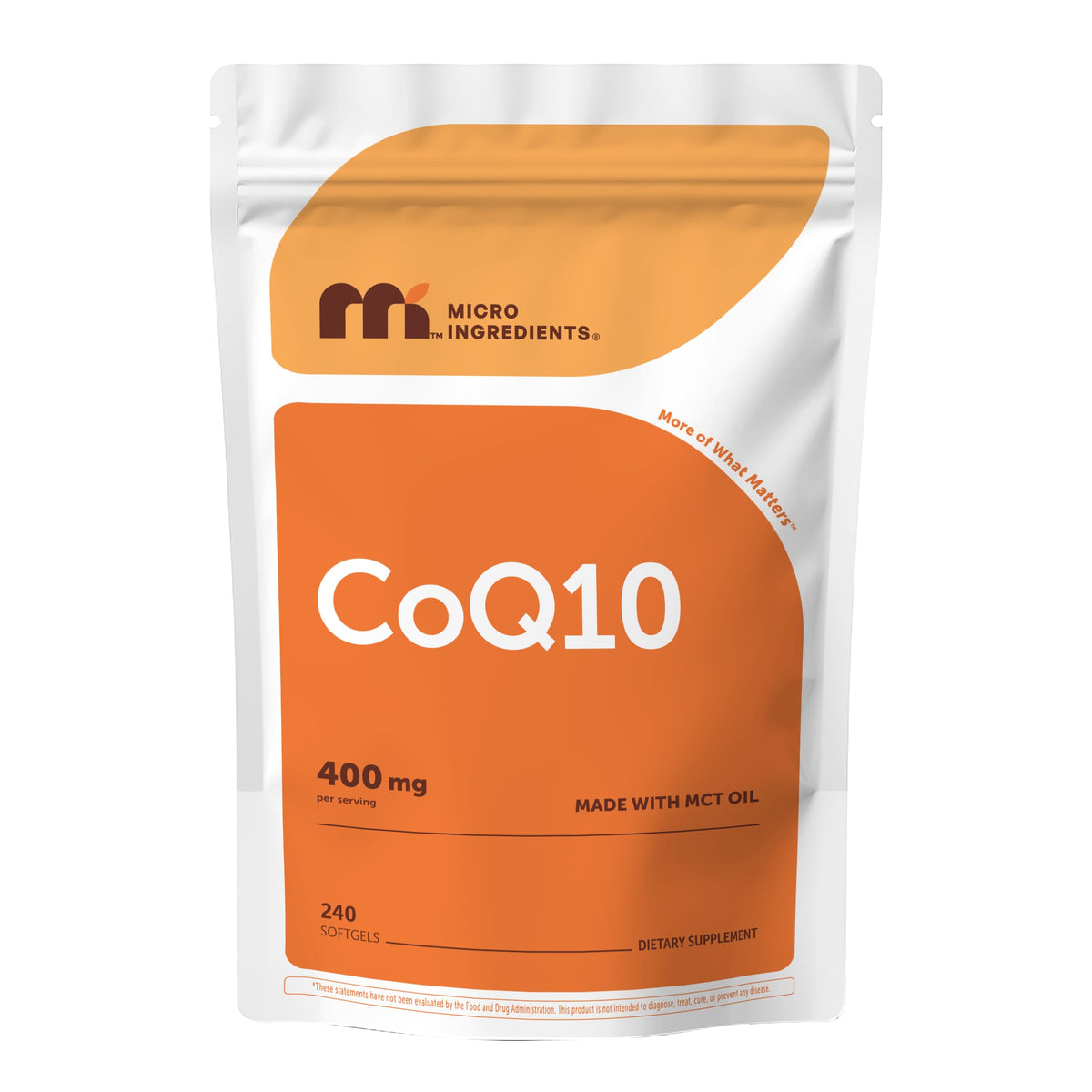 Micro Ingredients CoQ10 400 mg Per Serving, 240 Softgels | Made with Coconut MCT Oil | Coenzyme Q10 (Ubiquinone) | Non-GMO Micro Ingredients