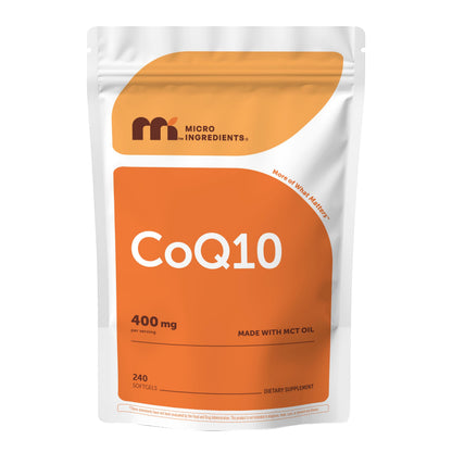 Micro Ingredients CoQ10 400 mg Per Serving, 240 Softgels | Made with Coconut MCT Oil | Coenzyme Q10 (Ubiquinone) | Non-GMO Micro Ingredients