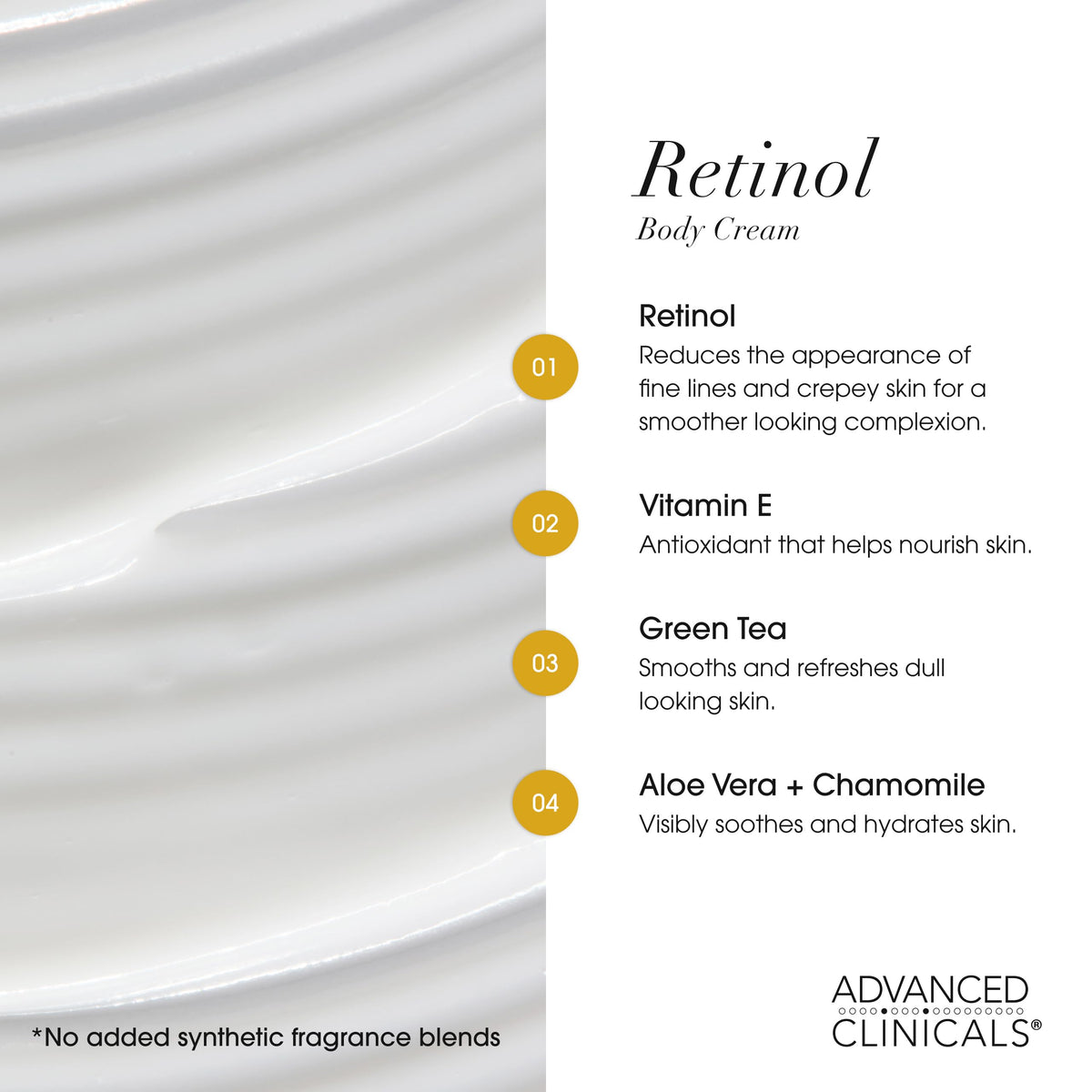 Advanced Clinicals Retinol Body Lotion & Face Moisturizer | Visible Anti Aging Skin Care Retinol Body Cream For Women & Men Targets Look Of Fine Lines, Wrinkles, & Crepe Looking Dry Skin, 16 Ounce Advanced Clinicals