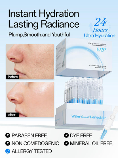 WNP Hyaluronic Acid Serum for Face Ultra Hydrating for Dry Skin, 30 Ct WNP