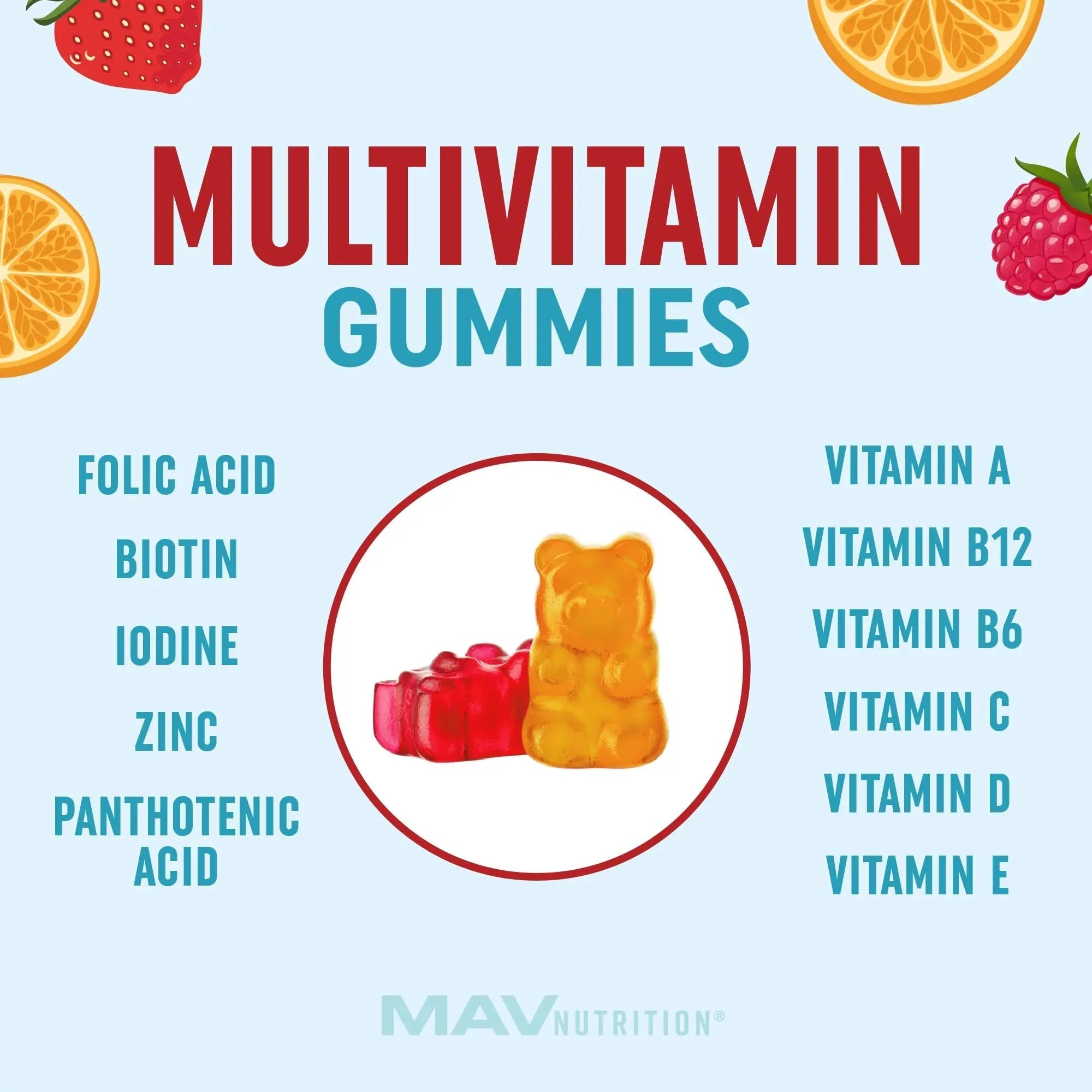 Kids Multivitamin Gummies | Vitamins A, B, C, D & Zinc for Immunity, Growth & Development | Daily Multivitamins for Children Ages 2+ | MAV NUTRITION buy australia supplements
