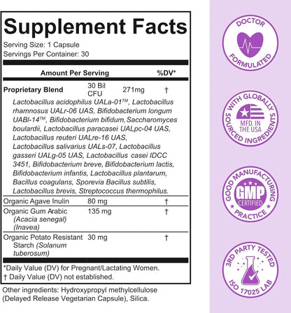Premom Prenatal Prebiotics & Probiotics for Women, 30 Billion CFU, 18 Strains, Organic Prebiotic & Womens Probiotic, Vaginal, Gut, & Digestive Health + Immune Support Supplement Premom