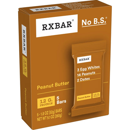 RXBAR Protein Bars, 12g Protein, Gluten Free Snacks, Peanut Butter, 22oz Box (12 Bars) Gsupps Australia