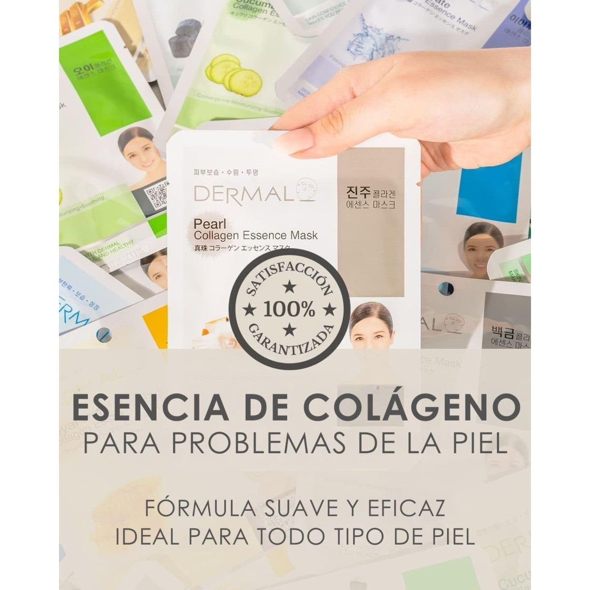DERMAL 16 Collagen Korean Essence Sheet Mask Variety Pack, Aloe Cica & More DERMAL