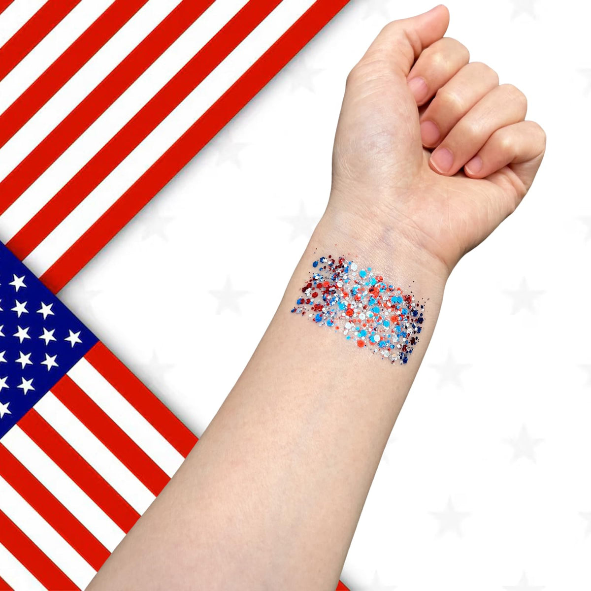 Mysense Patriotic Red White and Blue Body Glitter Stick,4th of July Accessories,Sparkling Face Hair Glitter for 4th of July Outfits Women Kids,American Flag Makeup for Independence Day 250 Anniversary Mysense