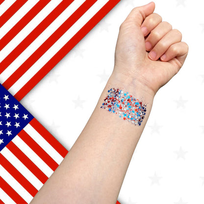 Mysense Patriotic Red White and Blue Body Glitter Stick,4th of July Accessories,Sparkling Face Hair Glitter for 4th of July Outfits Women Kids,American Flag Makeup for Independence Day 250 Anniversary Mysense