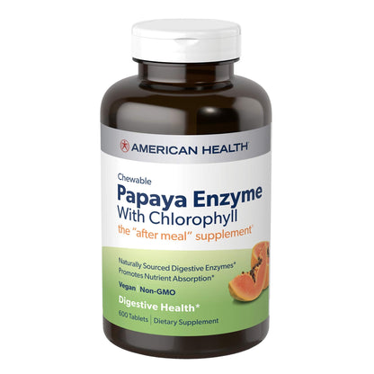 American Health Chewable Papaya Enzyme with Chlorophyll 600 Chwbls American Health