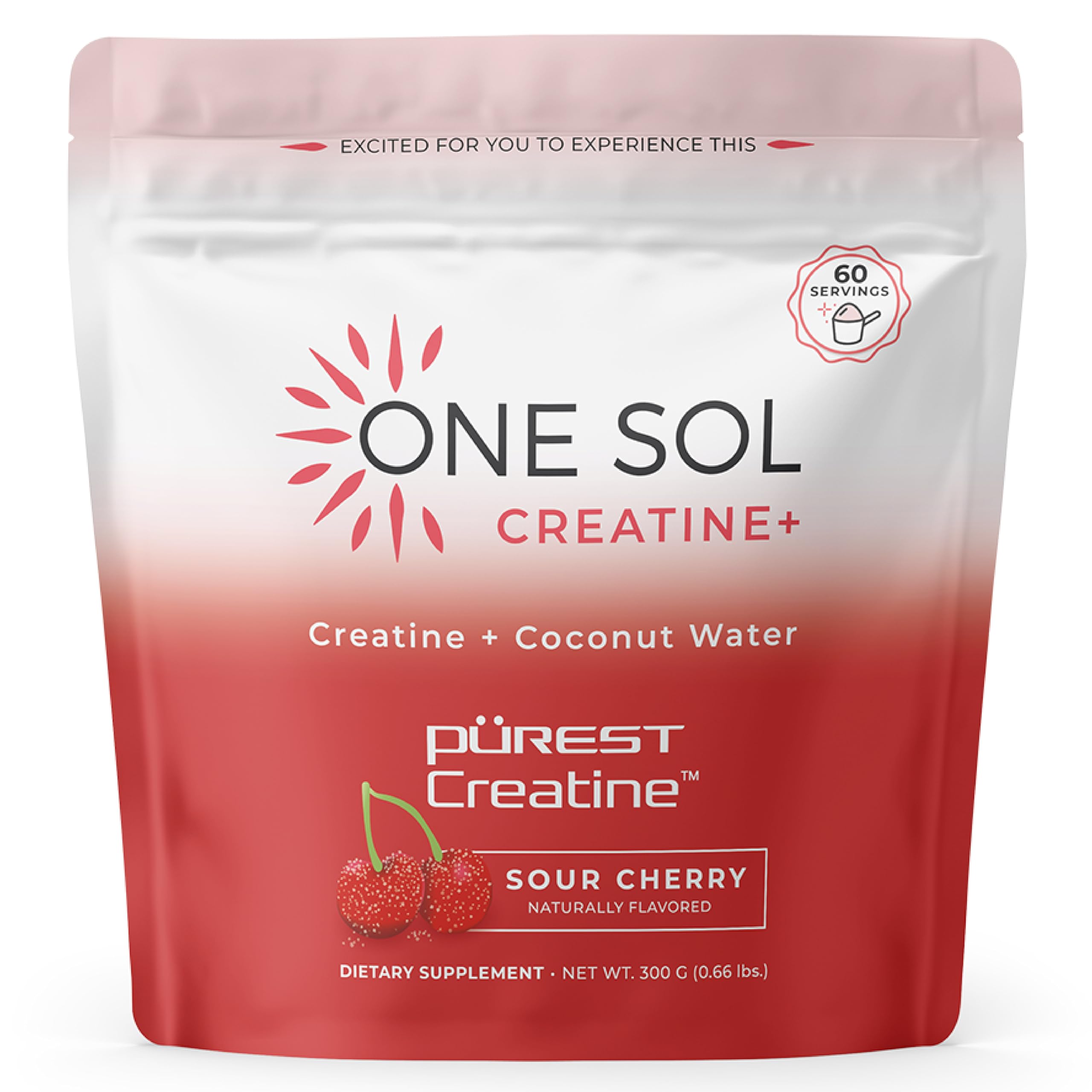 One Sol Creatine for Women, All Natural Women's Creatine Powder w Pure Creatine & Coconut Water, Increase Lean Muscle Mass, Reduce Recovery Time, Promote Brain & Bone Health (Sour Cherry, 60 Servings) One Sol buy australia supplements