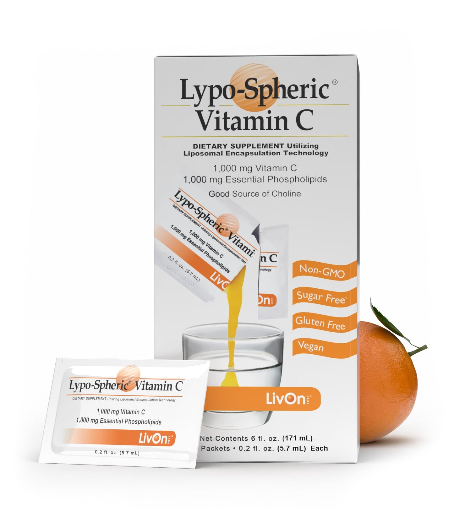LivOn Laboratories Lypo–Spheric Liposomal Vitamin C 1000mg - No Sugar, Immune Support, Plant Based - Easy to Swallow, Absorbable - Non–GMO, Gluten Free LivOn Laboratories