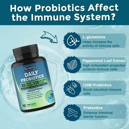 Probiotics for Women-Men Digestive Health with 120 Billion CFUs, Prebiotics and Probiotics for Women-Men, Digestive Enzymes, Nutrient Absorption, Immune Support DRFOSTER