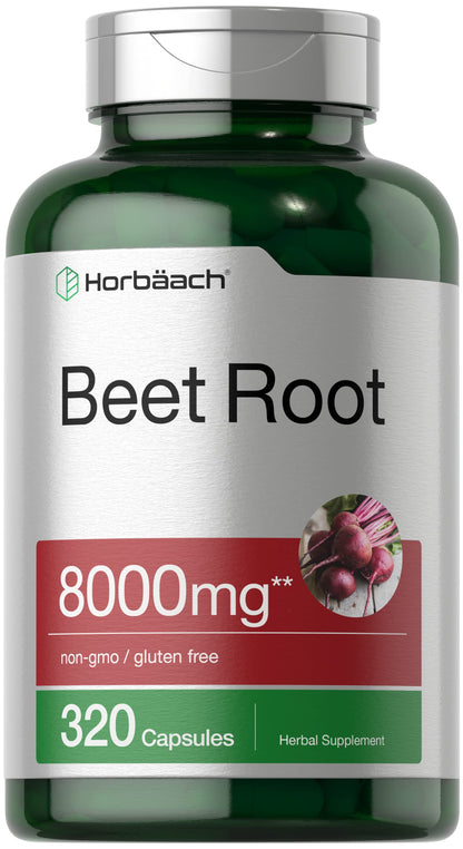 Horbäach Beet Root Powder Capsules | 320 Pills | Non-GMO, Gluten Free Formula | High Potency Herbal Extract Supplement Horbäach
