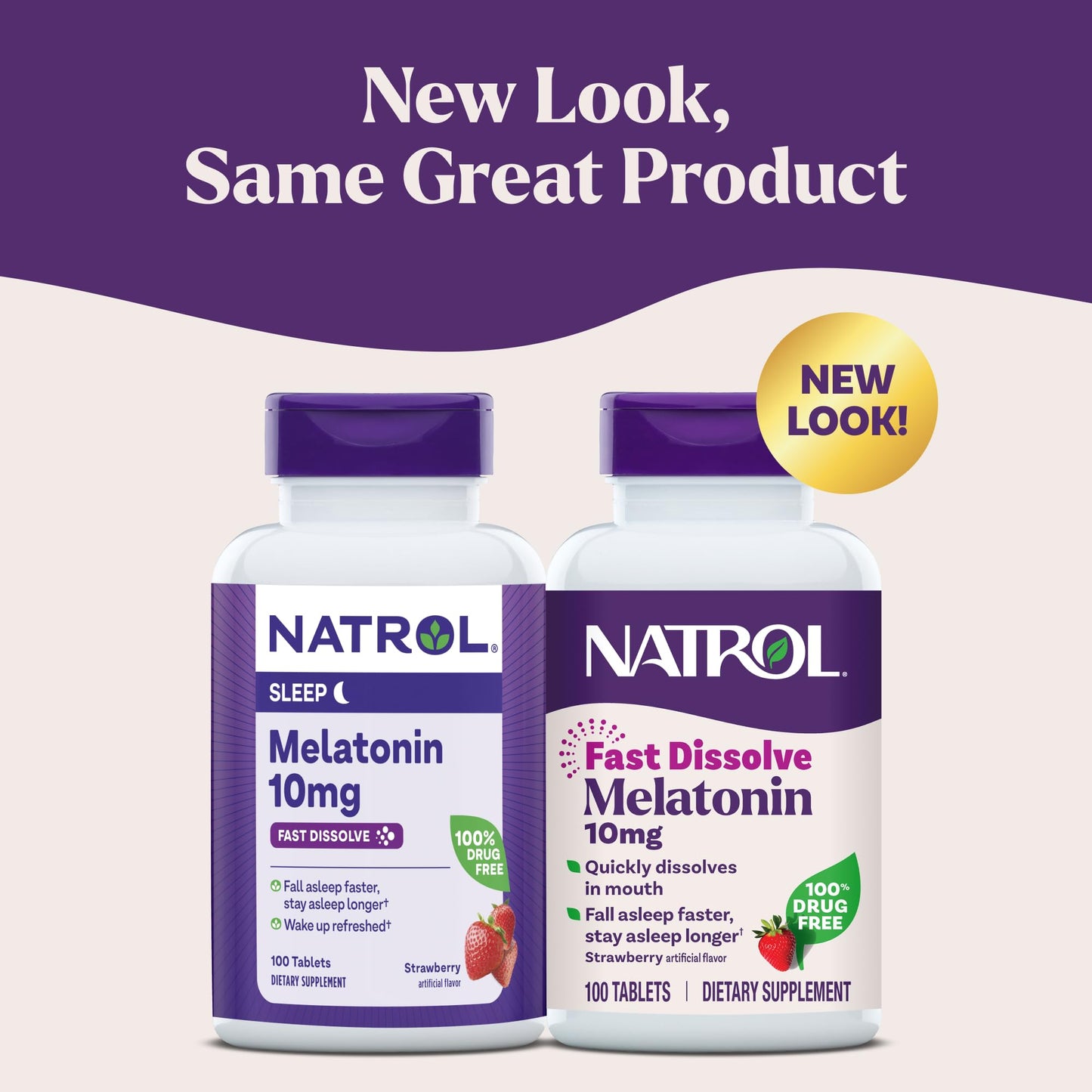 Natrol Melatonin 10mg Fast Dissolve Tablets - Strawberry Flavor, 100 Count, Sleep Support, Fast Dissolve Melatonin for Adults, 100-Day Supply Natrol